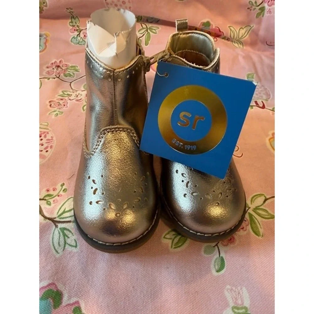 Stride Rite NWT Gold Shiny Boots Toddler 6.5